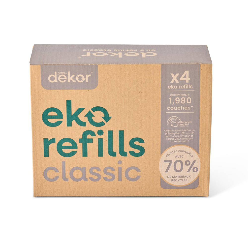 Diaper Dekor vista frontal de caja con 4 recambios, solución económica