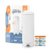 Diaper Genie vista frontal mostrando diseño compacto y control de olores