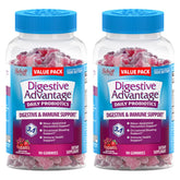 Digestive Advantage frontal del envase mostrando el pack de dos frascos y beneficio conveniencia