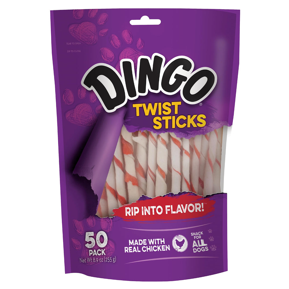 Dingo paquete frontal con 50 Twist Sticks, fácil almacenamiento
