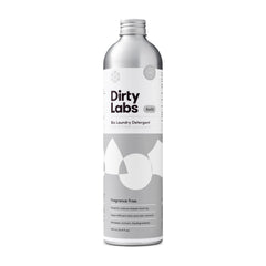 Dirty Labs frente del envase mostrando tamaño y diseño, limpia y eficiente