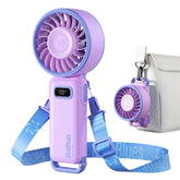 Diveblues ventilador morado vista frontal mostrando diseño y portabilidad
