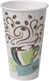 Dixie Perfectouch vaso frontal con diseño Coffee Haze mostrando 75 unidades y aspecto profesional