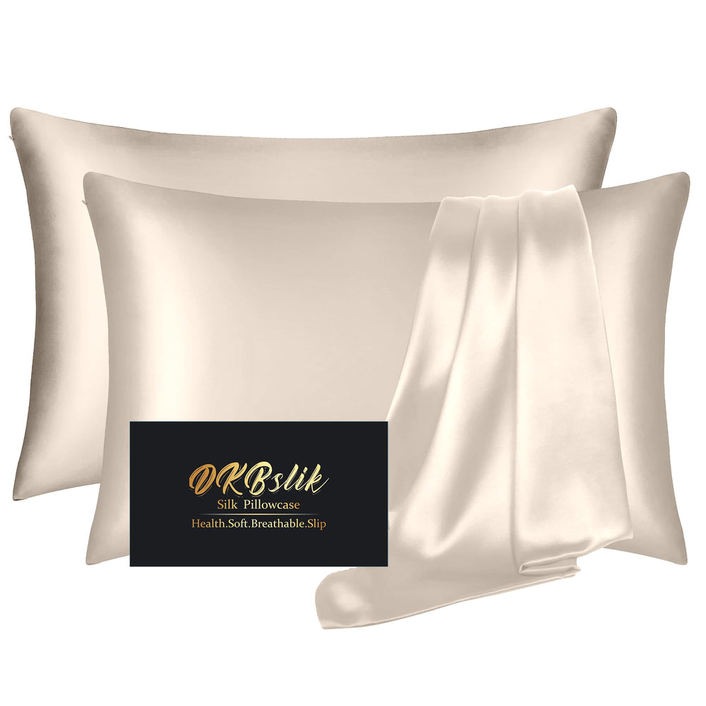 DKBslik funda de seda frontal mostrando color beige y acabado lujoso