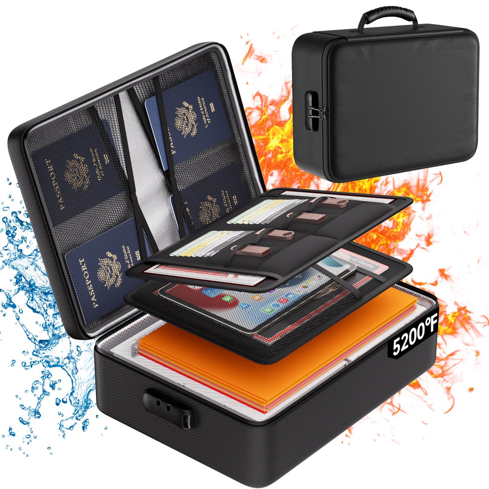 DocSafe vista frontal del organizador con cierre y asa, protección fácil de llevar