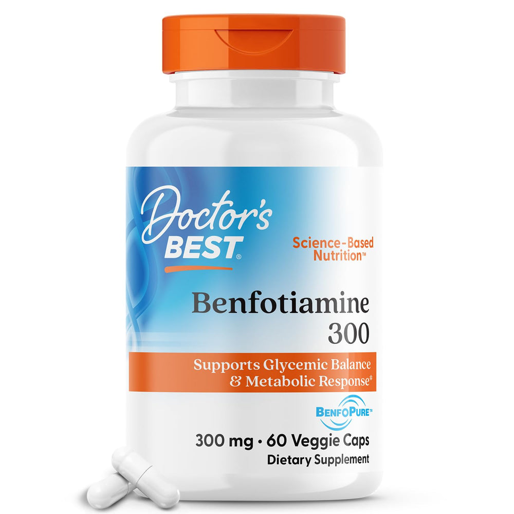Doctor's BEST botella frontal del suplemento benfotiamine mostrando envase