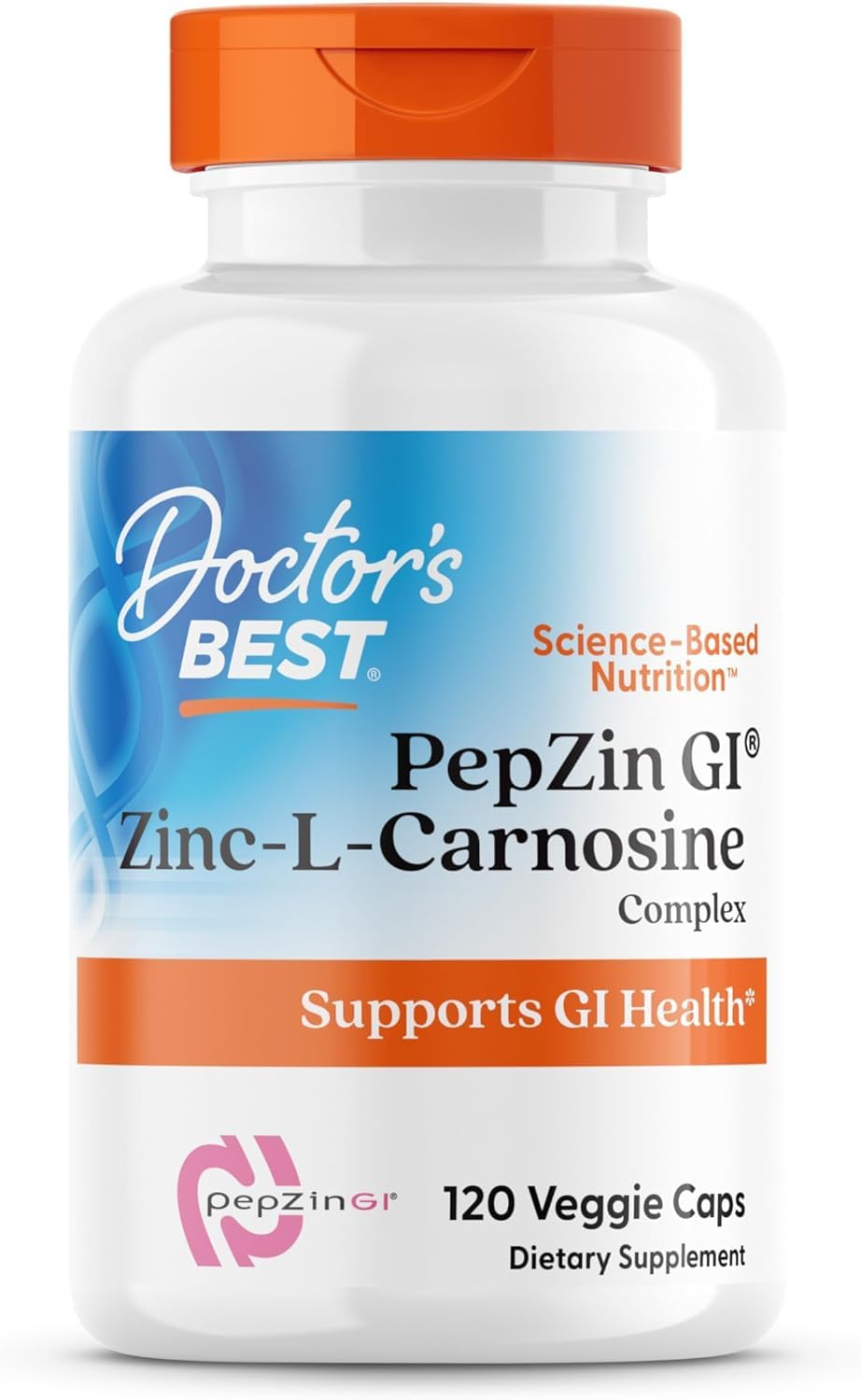 Doctor's BEST envase frontal mostrando PepZin GI y beneficios digestivos