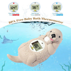 DoliWish termómetro Otter flotando en bañera con bebé, tranquilidad para padres