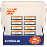 Dollar Shave Club recambios 6 cuchillas vista frontal, afeitado más apurado