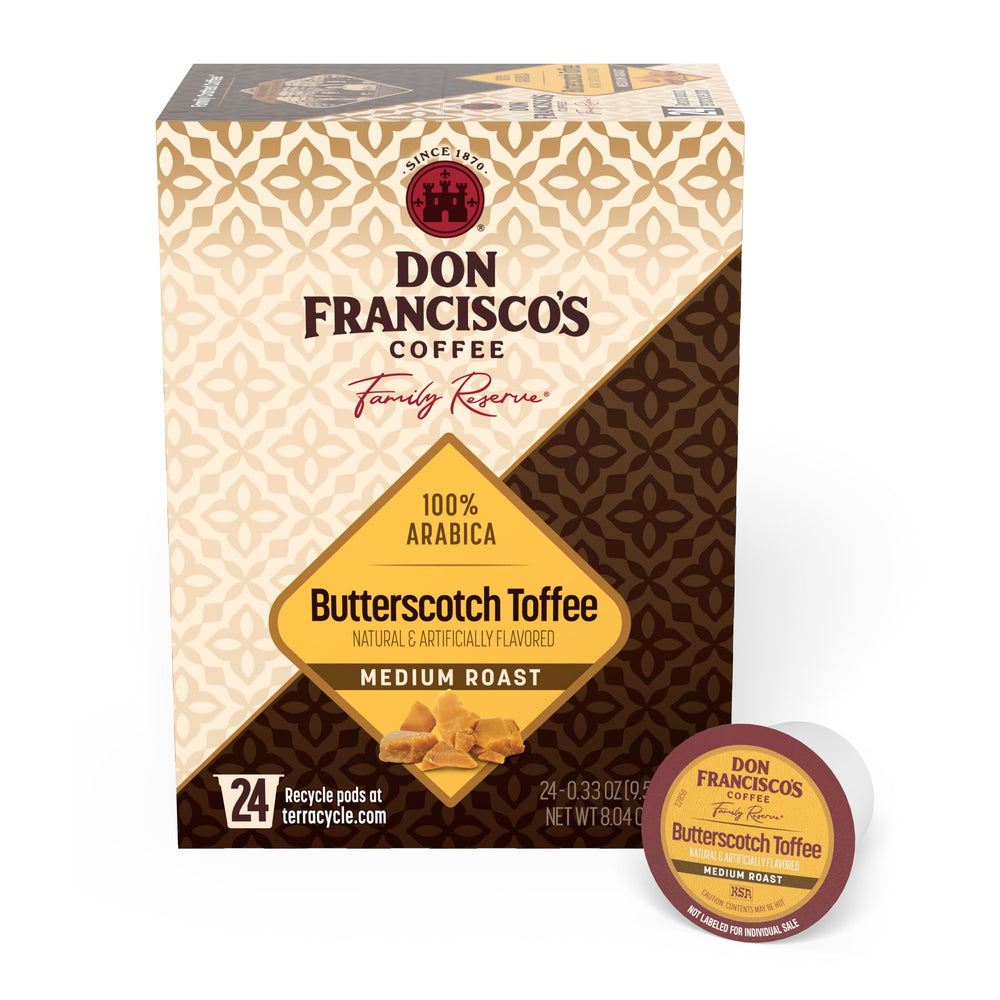Don Francisco's frente del empaque mostrando 24 cápsulas y visión clara del sabor