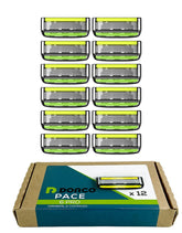 DORCO Pace 6 Pro pack frontal mostrando 12 recambios, almacenamiento práctico