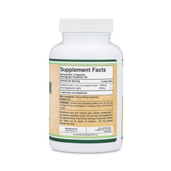 Double Wood Supplements detalle de la etiqueta mostrando 15% inmunoglobulinas
