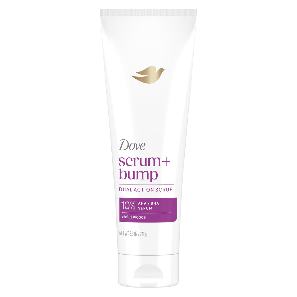 Dove envase frontal del exfoliante KP Bump Eraser mostrando tamaño y beneficio