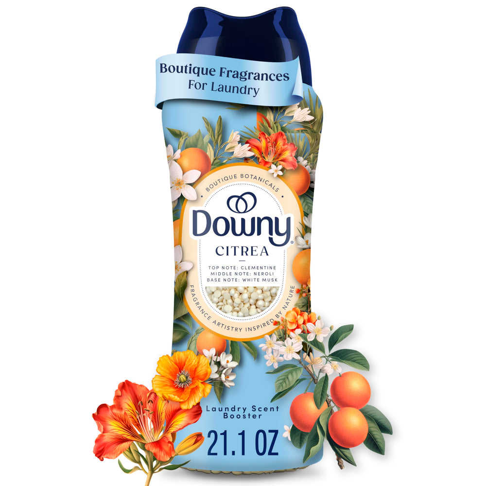 Downy frasco frontal CITREA mostrando tamaño y etiqueta, transmite confianza