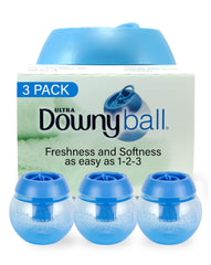 Downy dispensador frontal pack de 3 mostrando diseño fácil de usar y ahorro de tiempo