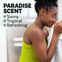 Camiseta perfumada con Downy Paradise mostrando aroma duradero y tacto suave