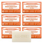 Dr. Bronner's barra frontal empacada mostrando tamaño y beneficio ecológico