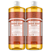 Dr. Bronner's frontal del envase mostrando el pack y beneficio de limpieza versátil