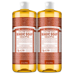 Dr. Bronner's frontal del envase mostrando el pack y beneficio de limpieza versátil