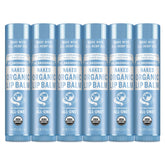 Dr. Bronner’s frontal del paquete mostrando seis bálsamos, hidratación portátil
