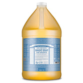 Dr. Bronner's galón frente mostrando envase grande y ahorro