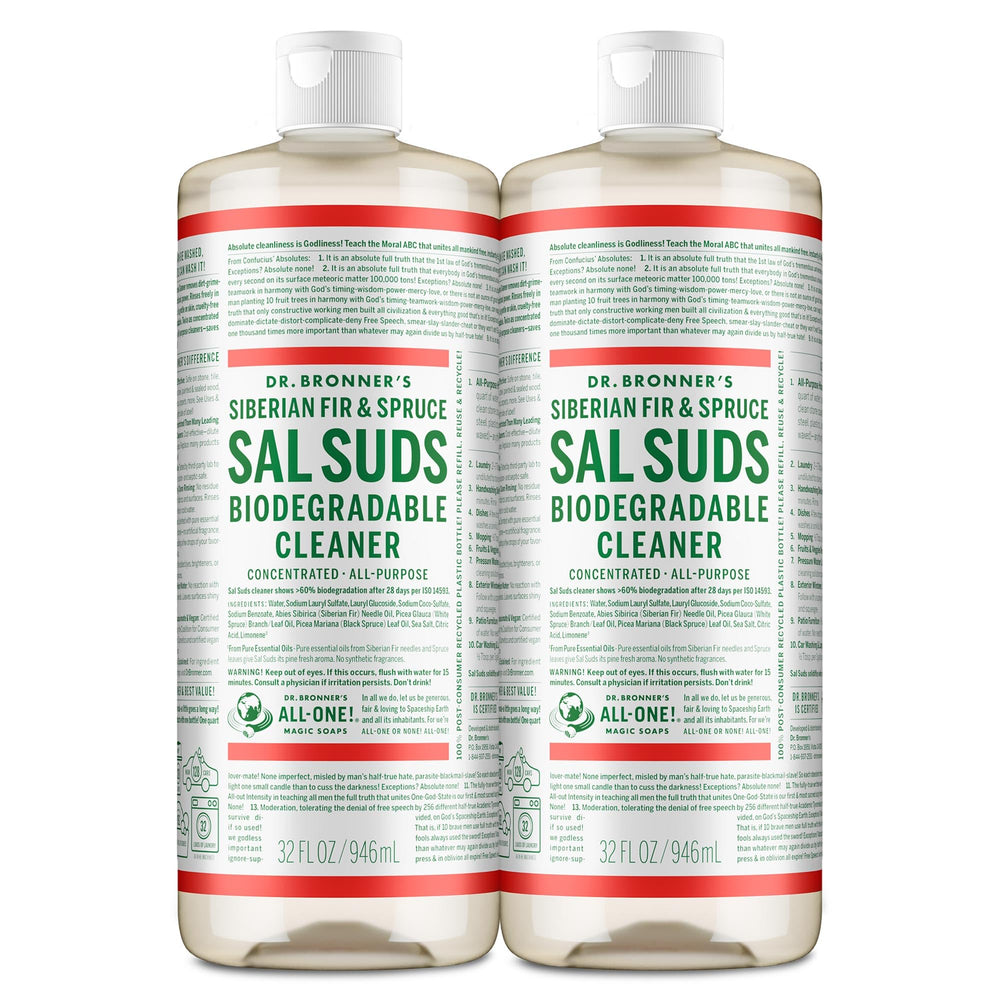 Dr. Bronner's botella frontal pack que muestra apariencia y volumen