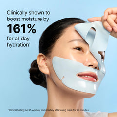 Dr.Jart+ mascarilla aplicada a modelo, efecto refrescante visible