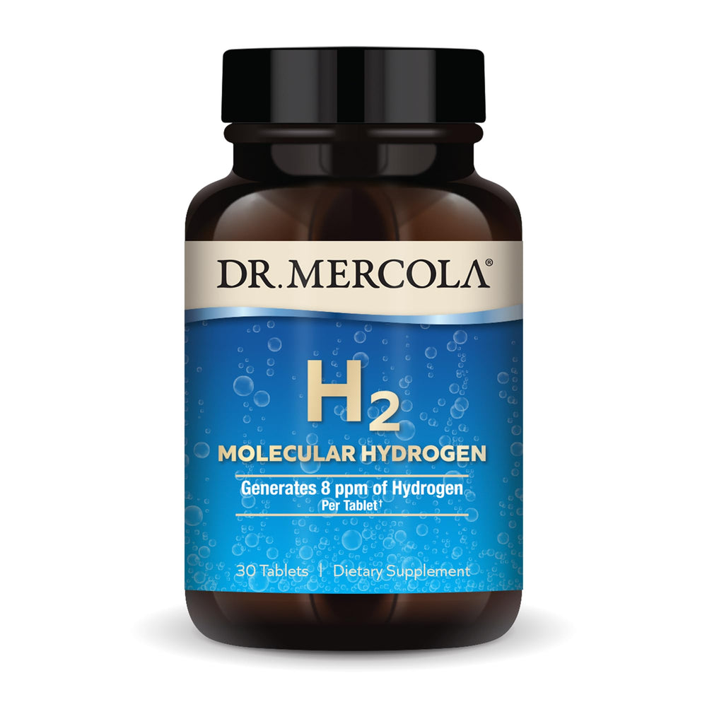 Dr. Mercola frasco frontal mostrando tabletas y etiquetado claro