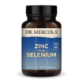 Dr. Mercola frasco frontal mostrando zinc y selenio y diseño claro