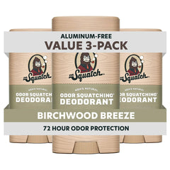 Dr. Squatch frente del empaque muestra aroma Birchwood Breeze y claridad del producto