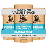 Dr. Squatch empaque frontal Coastal Mist mostrando el stick y beneficio de frescura