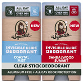 Dr. Squatch empaque frontal mostrando pack doble y beneficio sin manchas