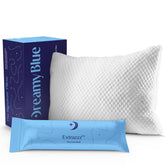 DreamyBlue vista frontal del empaque Queen mostrando diseño y beneficio confort