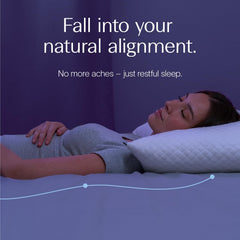 DreamyBlue almohada en uso con durmiente lateral para mejor alineación