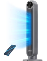 DREO ventilador torre frontal mostrando diseño elegante y ahorro de espacio
