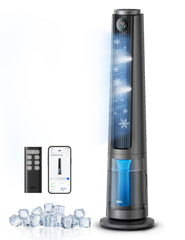 DREO ventilador frontal mostrando diseño moderno y potencia de aire