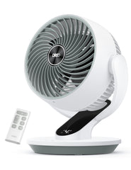 DREO ventilador frontal con control remoto y diseño compacto beneficiando comodidad