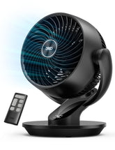 DREO ventilador frontal mostrando diseño compacto y potencia silenciosa