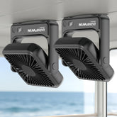 DRIFWIN vista frontal del ventilador y empaque mostrando portabilidad y diseño