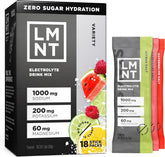 Drink LMNT paquete frente mostrando diseño y variedad, beneficios para hidratación