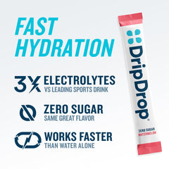 Primer plano de un sobre DripDrop Watermelon listo para mezclar, fácil transporte