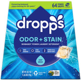 dropps caja delantera Crisp Breeze mostrando envase sin plástico y beneficio ecológico