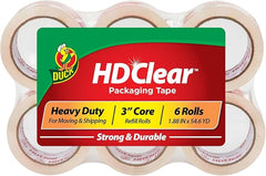 Duck HD clear front packaging showing six refill rolls and product branding benefit