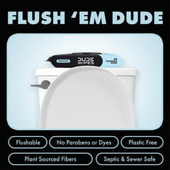DUDE Wipes dispensador abierto mostrando extracción fácil y conveniencia