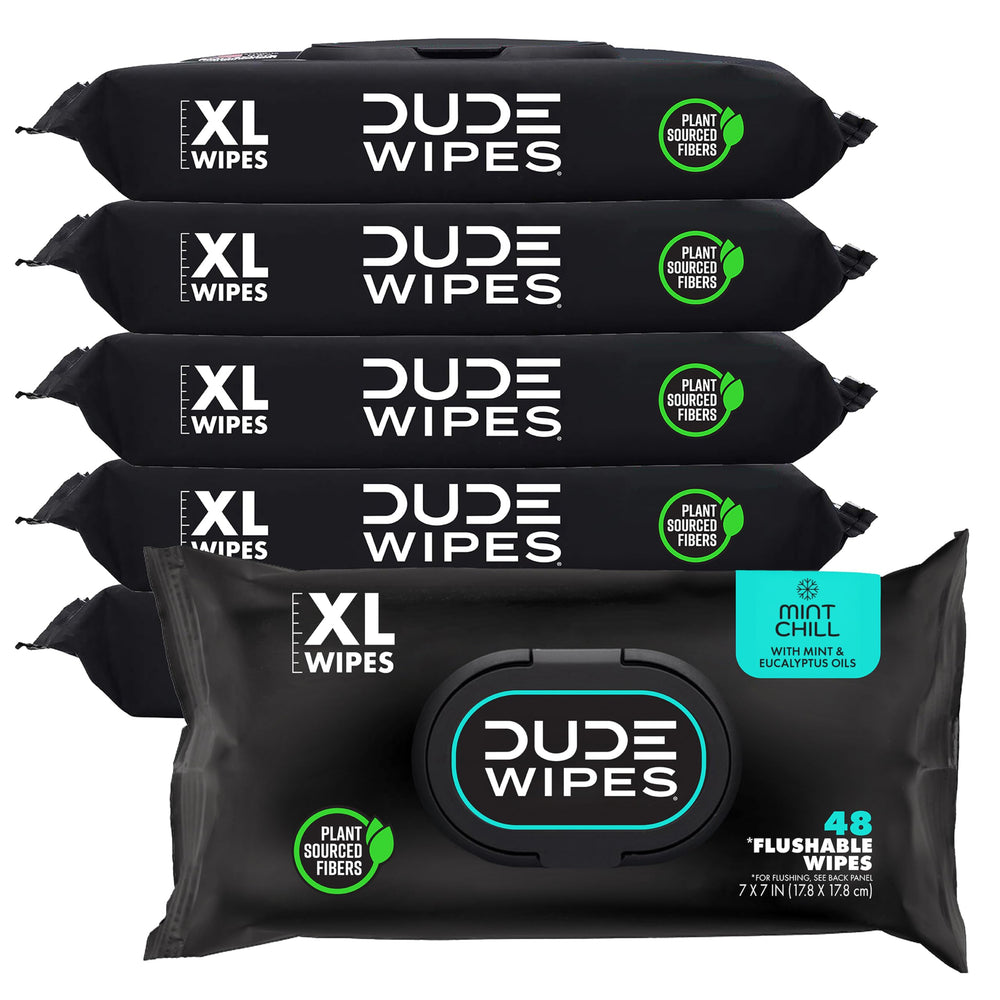 DUDE Wipes empaque frontal mostrando formato y cantidad útil