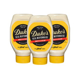 DUKE'S envase frontal squeeze mostrando marca y tamaño, facilita dosificar