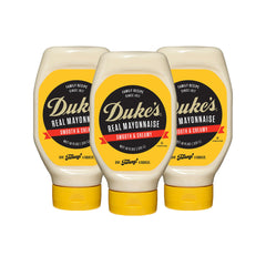 DUKE'S envase frontal squeeze mostrando marca y tamaño, facilita dosificar