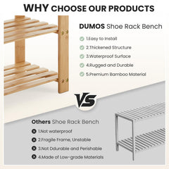 DUMOS banco junto a zapatos para mostrar escala y tamaño