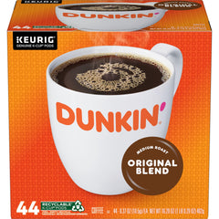 Dunkin’ caja frontal 44 cápsulas mostrando empaque y conveniencia