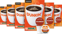 dunkin' frente del paquete de 60 cápsulas, conveniencia para preparar café rápido